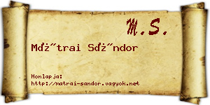 Mátrai Sándor névjegykártya
