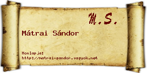 Mátrai Sándor névjegykártya